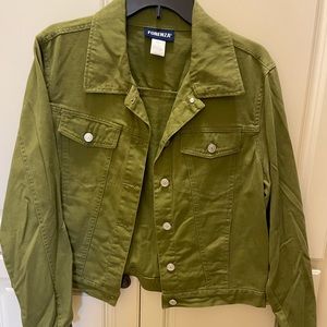 Denim, Jean Jacket., beautiful green, great condition.